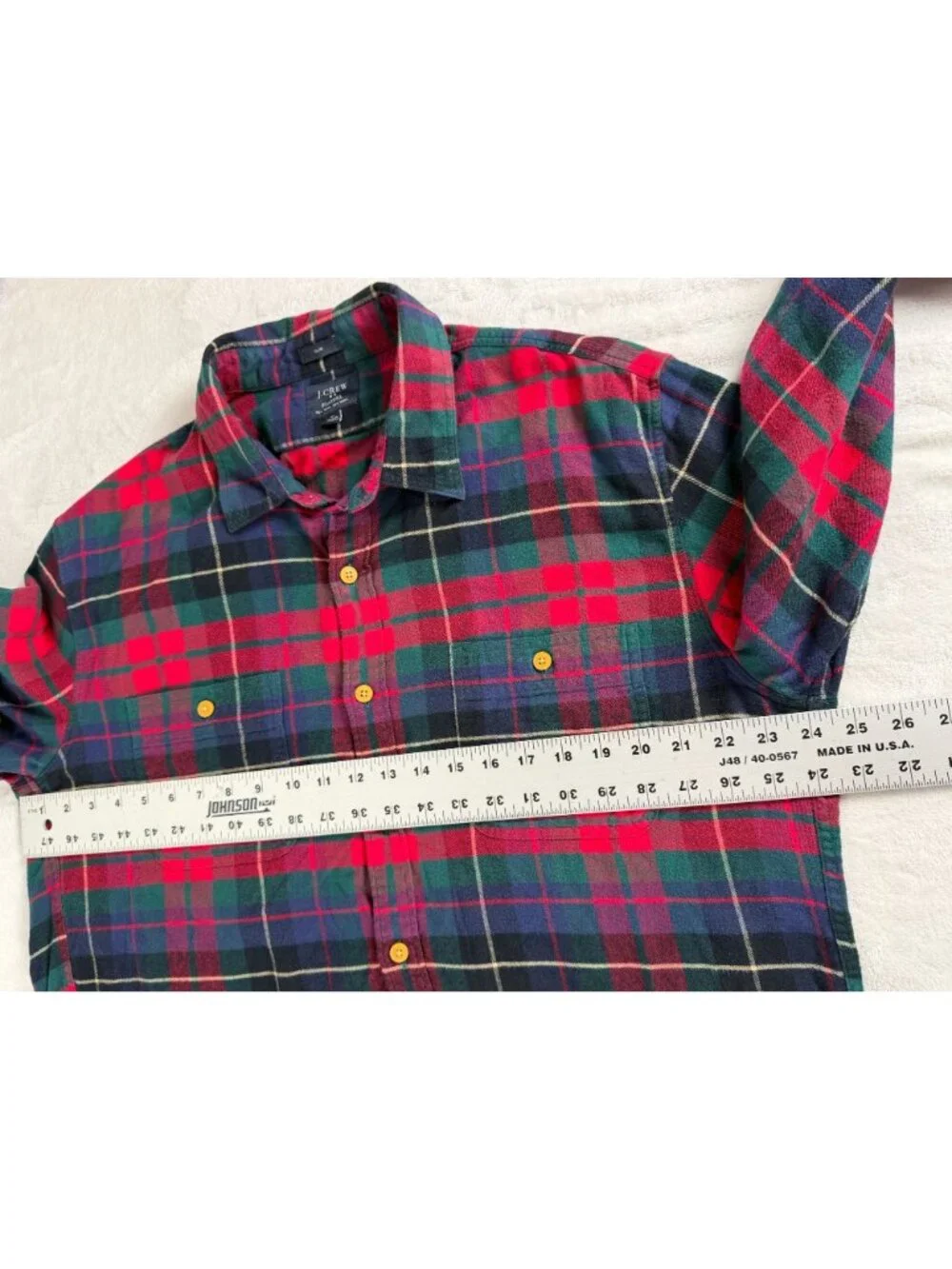 J.Crew Men's Flannel Plaid Long Sleeve Button Up Shirt Slim Fit XL Red/Green